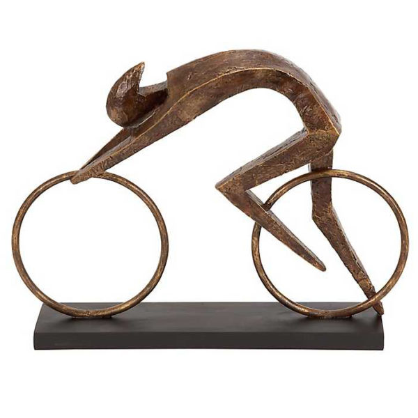 Modern design bronze sculptures of people riding bicycles