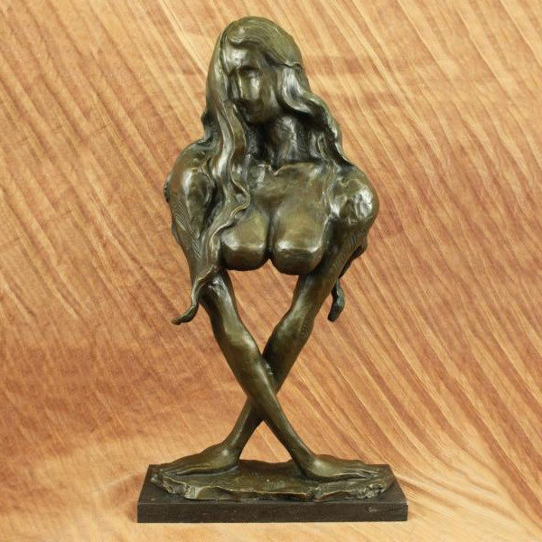 Life size abstract bronze bust of a woman