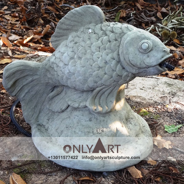 marble fish Sculpture ; Fish Sculpture ; Landmark sculpture ; Large ; Square decoration ; Outdoor ; Hand carved ; Home decoration ; Fossil fish silver gray travertine marble sculpture