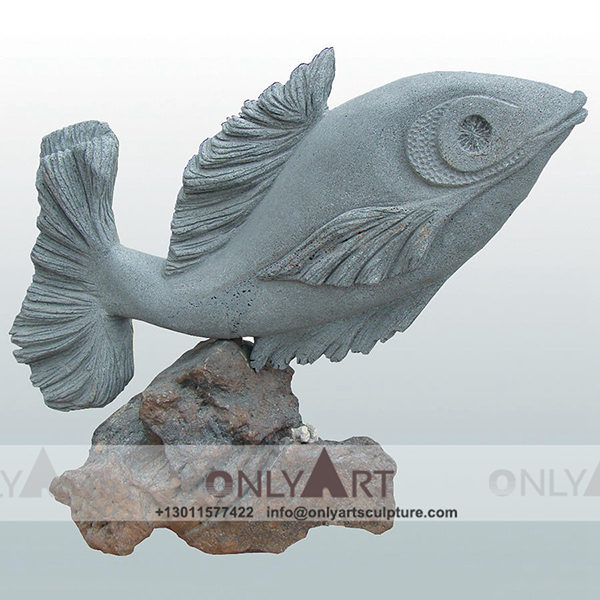 marble fish Sculpture ; Fish Sculpture ; Landmark sculpture ; Large ; Square decoration ; Outdoor ; Hand carved ; Home decoration ; Fossil Fish Silver Gray Travertine Marble Sculpture