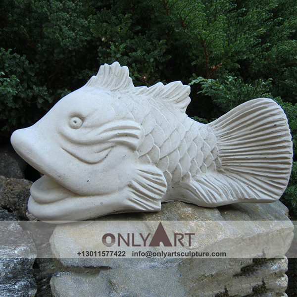 marble fish Sculpture ; Fish Sculpture ; Landmark sculpture ; Large ; Square decoration ; Outdoor ; Hand carved ; Home decoration ; Polished hand carved garden fish sculpture