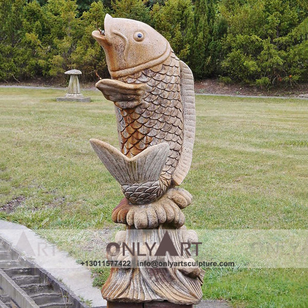 marble fish Sculpture ; Fish Sculpture ; Landmark sculpture ; Large ; Square decoration ; Outdoor ; Hand carved ; Home decoration ; High quality garden abstract stone fish art statue