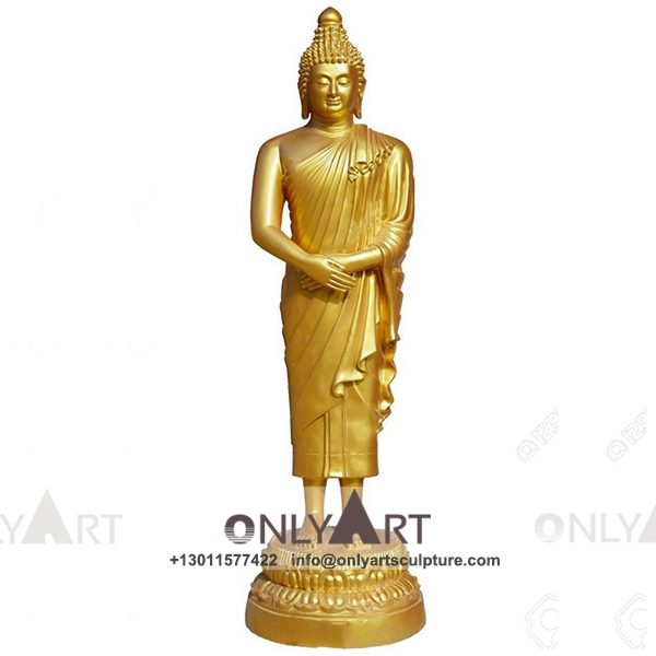 outdoor ; life size ; park decoration ; buddha statue ; art figurines ; thai buddha statue ; home decoration ; Life size fiberglass gold Thai Buddha statue