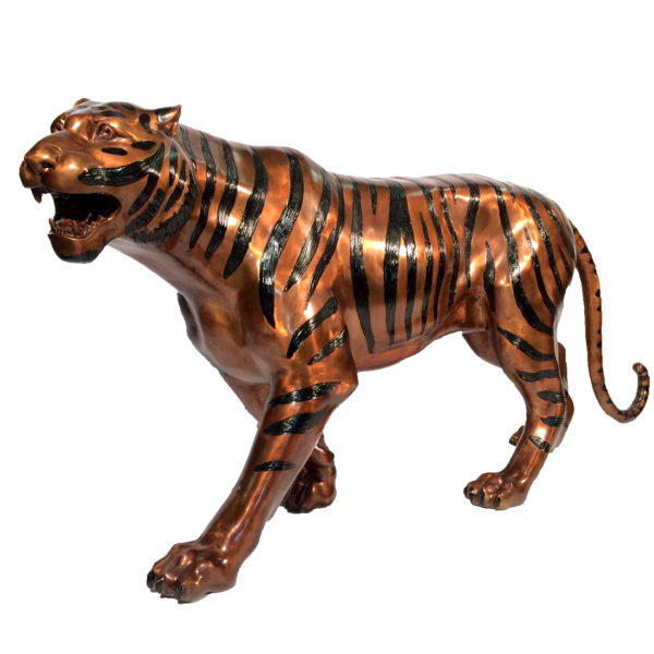 outdoors ; indoor ; bronze statue ; decorate ; Large scale ; City decoration ; garden ; Park decoration ; Tiger ; Tiger sculpture ; Tiger statue ; Life Size ; hot sale life size animal sculpture bronze tiger sculpture for zoo