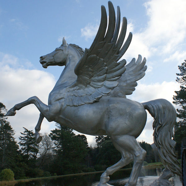 OAS-Horse (122) outdoors ; indoor ; bronze statue ; decorate ; Large scale ; City decoration ; garden ; Park decoration ; horse ; horse sculpture ; Horse statue ; Outdoor garden decoration bronze winged horse sculpture