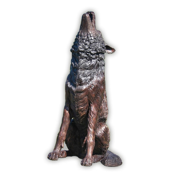 outdoors ; indoor ; bronze statue ; decorate ; Large scale ; City decoration ; garden ; Park decoration ; Wolf ; Wolf sculpture ; Wolf statue ; Life Size ; Large Life Size Bronze Howling Wolf Sculpture