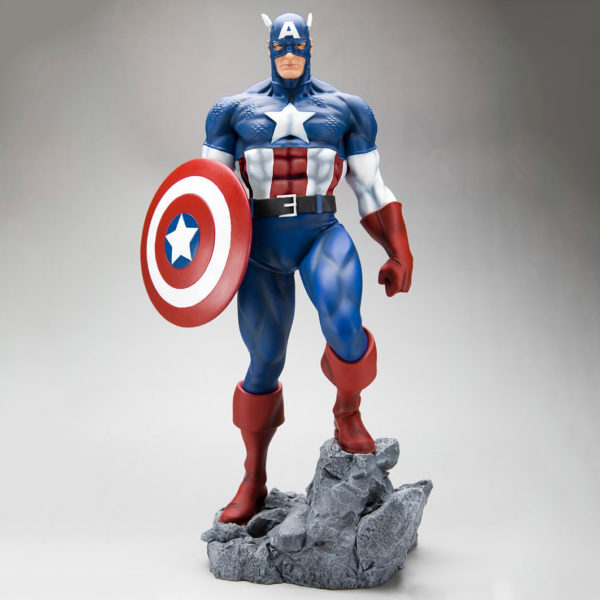 Captain America-1 outdoors ; indoor ; Fiberglass statue ; decorate ; Large scale ; City decoration ; garden ; Park decoration ; Captain America ; Captain America sculpture ; Captain America statue ; Life Size ; cartoon ; Captain America Attractive Real Life Size Fiberglass Sculpture