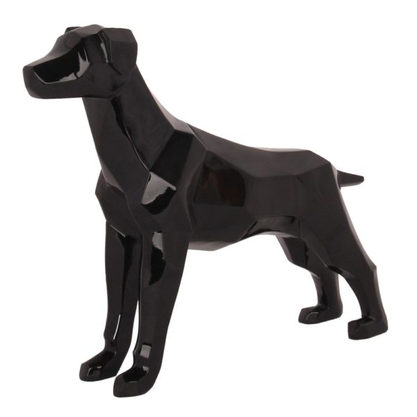 Dog-4 outdoors ; indoor ; Fiberglass statue ; decorate ; Large scale ; City decoration ; garden ; Park decoration ; Dog ; Dog sculpture ; Dog statue ; Life Size ; cartoon ; Popular decorative Art Resin Geometric Black Abstract Dog Statue