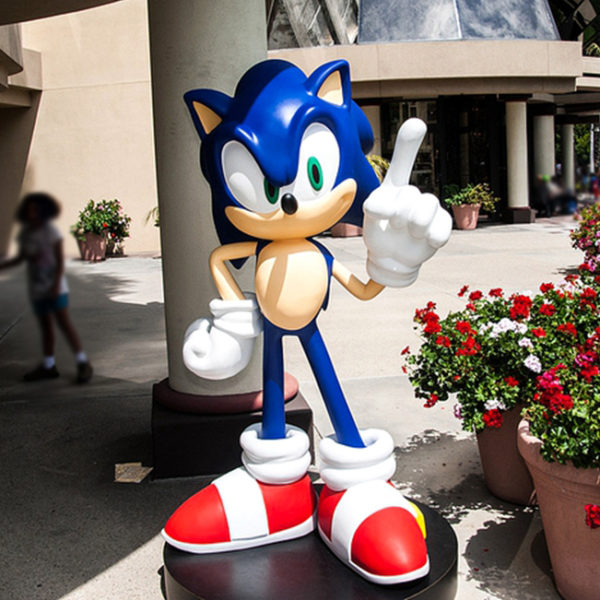 outdoors ; indoor ; Fiberglass statue ; decorate ; Large scale ; City decoration ; garden ; Park decoration ; Sonic ; Sonic sculpture ; Sonic statue ; Life Size ; cartoon ; fiberglass cartoon character for amusement park