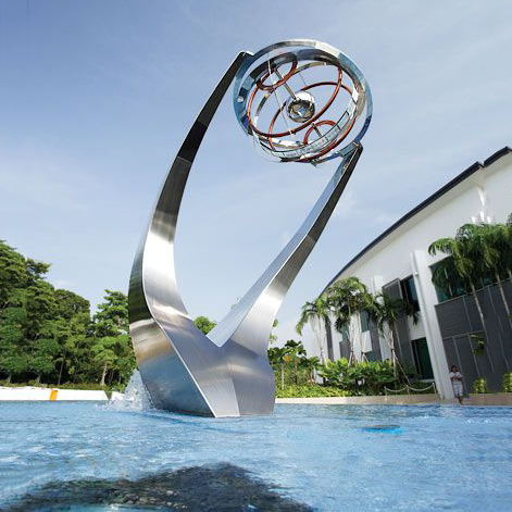Stainless steel mirror polished metal ball urban sculpture