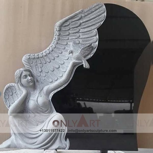 marble small Cupid ; cherub ; angel statue ; Hand carved ; Outdoor ; life size ; Tombstone Angel ; Angel headstone tombstone black granite