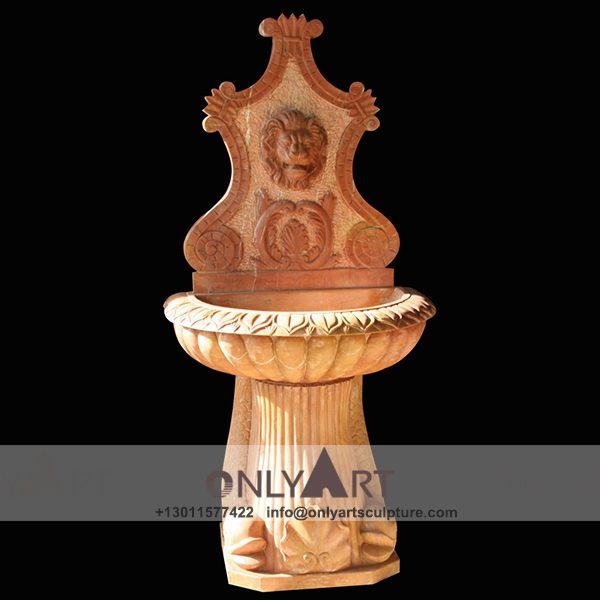 Fountain Marble Sculpture ; Marble Fountain ; stone Fountain ; Indoor ; Outdoor ; Hand carved ; life size ; Large ; Ball ; Wall Fountain ; Indoor outdoor stone yellow marble lion head fountain