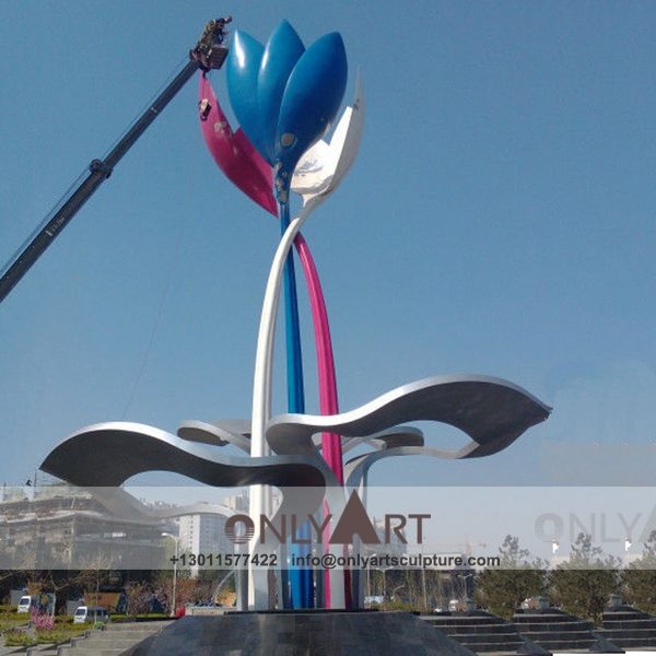 Large metal animal ; animal sculpture ; stainless steel sculpture ; Urban Sculpture ; City Sculpture ; outdoor ; Metal Sculpture ; Corten Sculpture ; Modern Art Craft Decor Stainless Steel Lotus Flower Sculpture