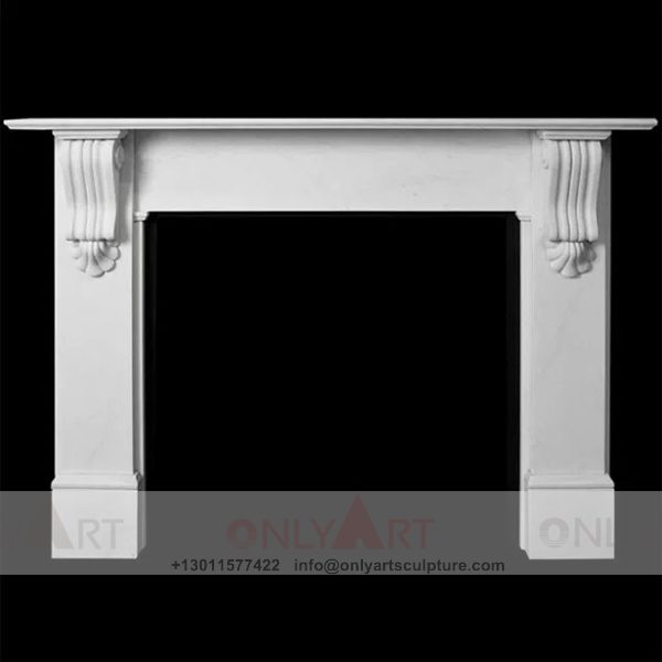 A minimalist marble fireplace sculpture