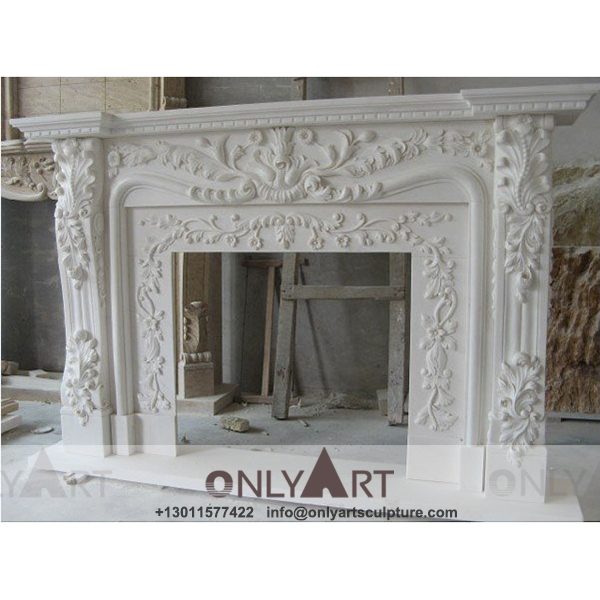 Marble fireplace ; Stone sculpture ; Fireplace sculpture ; Hotel adornment ; Stone fireplace ; off white ; Minimalist ; Hand sculpture marble fireplace and mantel