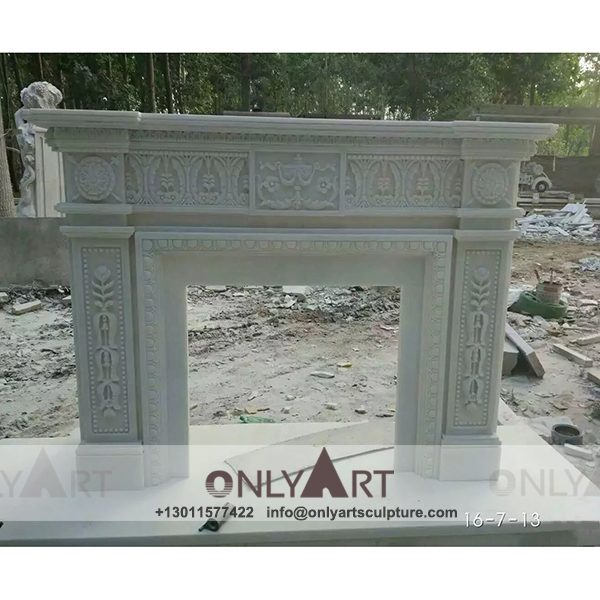 Marble fireplace ; Stone sculpture ; Fireplace sculpture ; Hotel adornment ; Stone fireplace ; off white ; Minimalist ; Natural Stone Indoor Royal Marble Fireplace