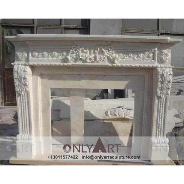 Marble fireplace ; Stone sculpture ; Fireplace sculpture ; Hotel adornment ; Stone fireplace ; off white ; Minimalist ; Popular Stone Fireplace Luxury Marble Fireplace