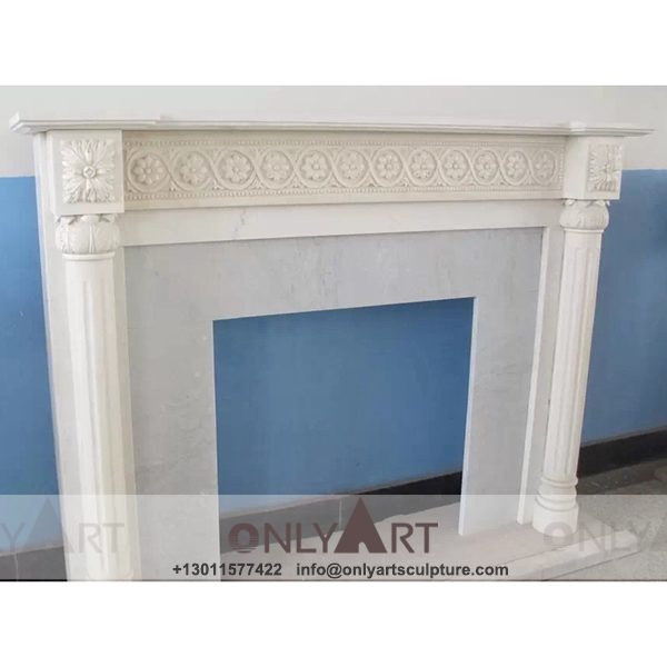 Marble fireplace ; Stone sculpture ; Fireplace sculpture ; Hotel adornment ; Stone fireplace ; off white ; Minimalist ; Popular Stone Fireplace Luxury Marble Fireplace