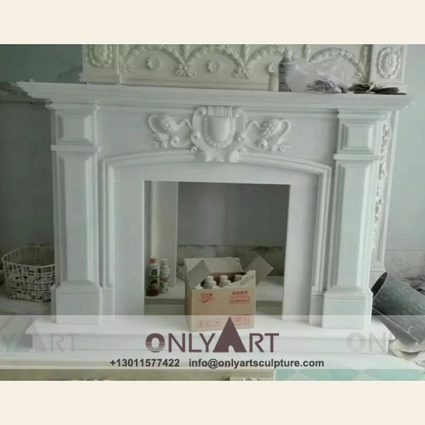 Home minimalist marble fireplace sculpture