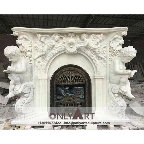 outdoor ; art figurines ; home decoration ; New Designed ; Marble Fireplace ; white marble hand carved Angel sculpture statue fireplace