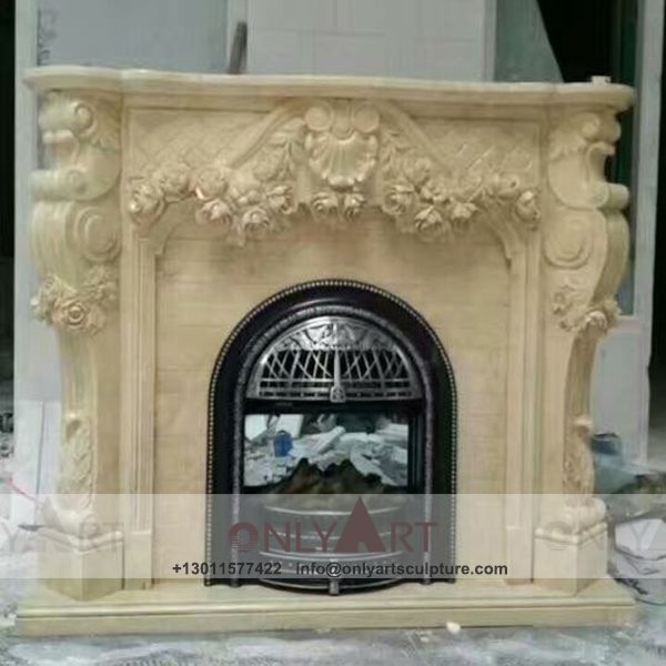outdoor ; art figurines ; home decoration ; New Designed ; Marble Fireplace ; Hand Carved Beige Marble Fireplace Mantel