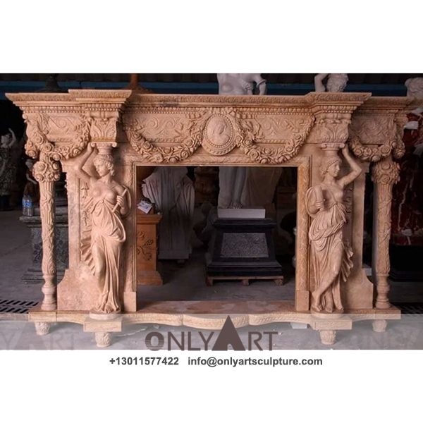 Fireplace-333 outdoor ; art figurines ; home decoration ; New Designed ; Marble Fireplace ; marble hand carved woman sculpture statue fireplace