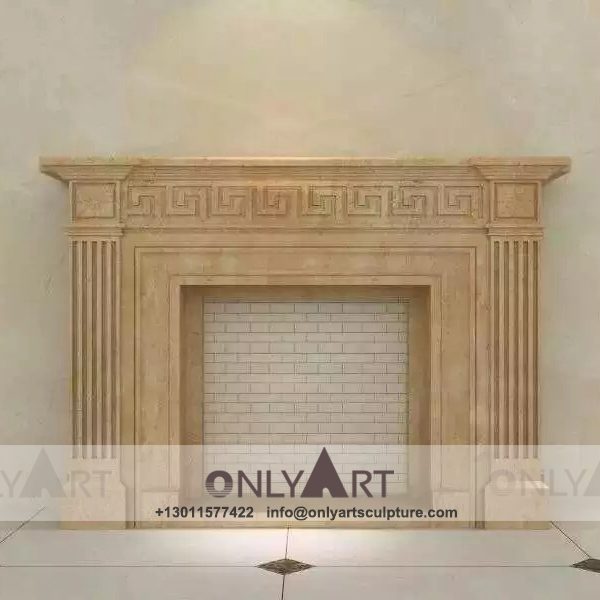 Marble fireplace ; Stone sculpture ; Fireplace sculpture ; Hotel adornment ; Stone fireplace ; off white ; Minimalist ; Interior walls decorate sculptural marble fireplaces