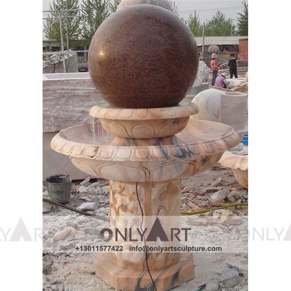 Fountain Marble Sculpture ; Marble Fountain ; stone Fountain ; Indoor ; Outdoor ; Hand carved ; life size ; Large ; Ball ; Maple Red Granite Floating Ball Fountains