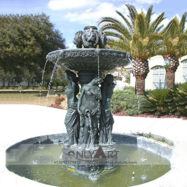 OAB-Fountain (128) Life size outdoor bronze female fountain sculpture