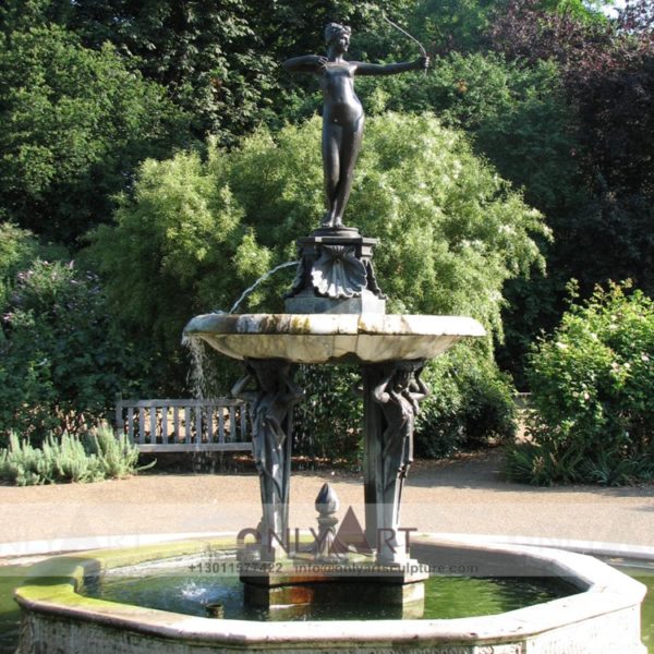 Large outdoor bronze fountain belle sculpture