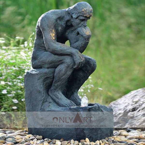 OAB-Fountain (177) Bronze fountain sculpture of an outdoor thinker
