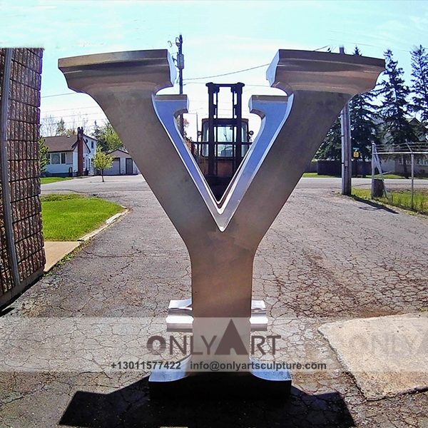 Stainless Steel Sculpture ; Stainless Steel chair ; Home decoration ; Outdoor decoration ; City Sculpture ; Modern art stainless steel letter Y sculpture