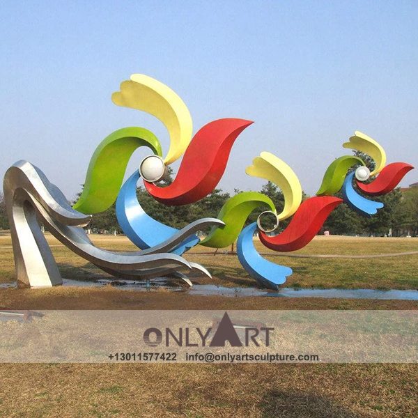 Large metal animal ; animal sculpture ; stainless steel sculpture ; Urban Sculpture ; City Sculpture ; outdoor ; Metal Sculpture ; Corten Sculpture ; City color stainless steel sculpture abstract windmill