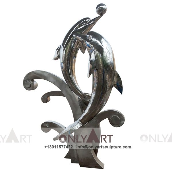 OALS-0429 Stainless Steel Sculpture ; Stainless Steel chair ; Home decoration ; Outdoor decoration ; City Sculpture ; Colorful ; Corten Sculpture ; Mirror Art Statue ; Modern design stainless steel polishing dolphin statue