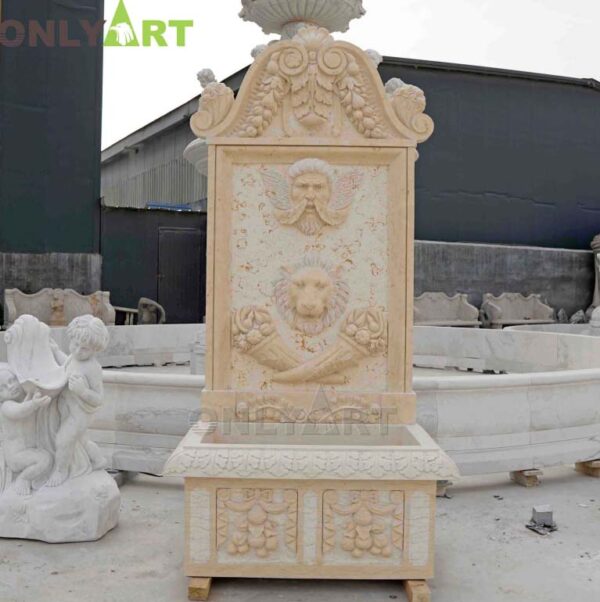 Roman Style Lion Head Marble Wall Fountain